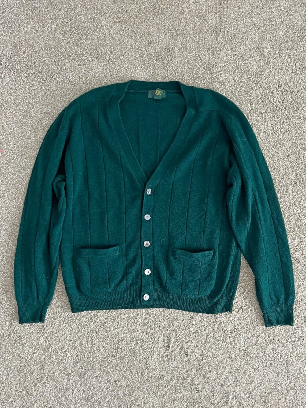 Vintage Club Room Green Wool Knit Cardigan Mens Preppy Holiday Academia 90s Sz L